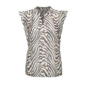 NWT cabi Savanna Top (4542); S; Zebra (Cream & Grey)